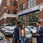 Couple inspecting a used car at a London showroom – how to buy quality second-hand cars in London