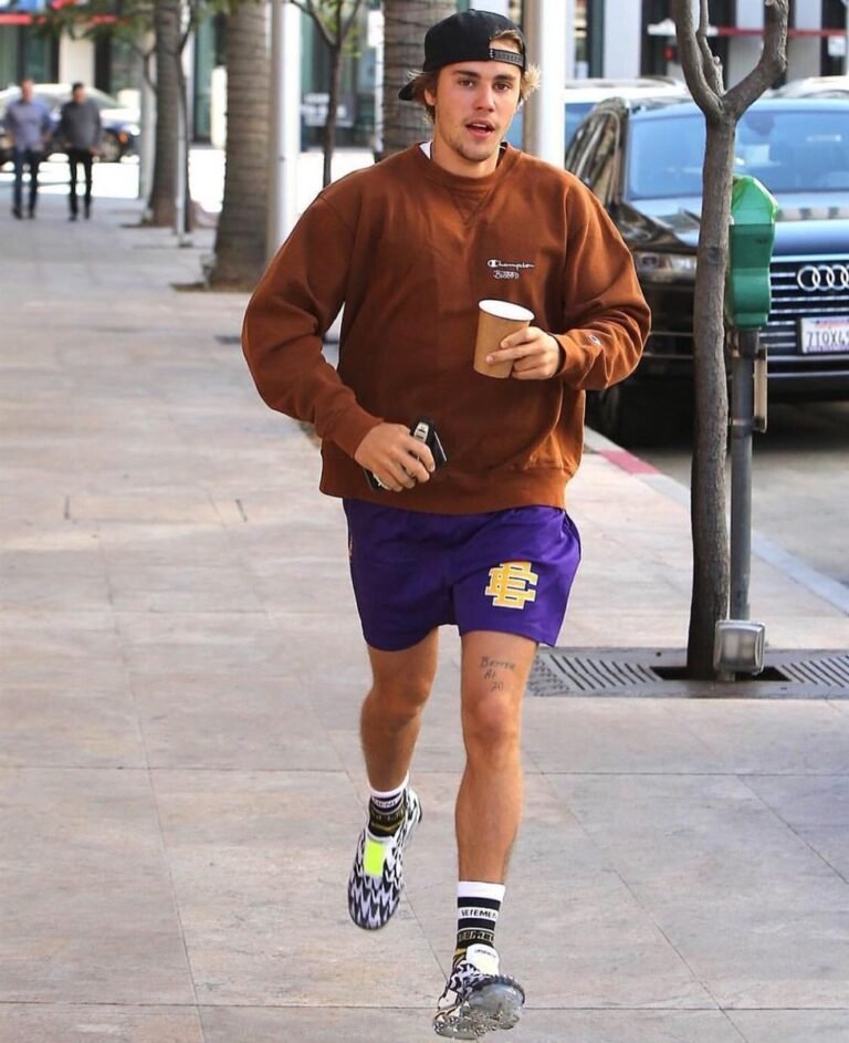 Eric Emanuel Shorts and Brown Sweatshirt